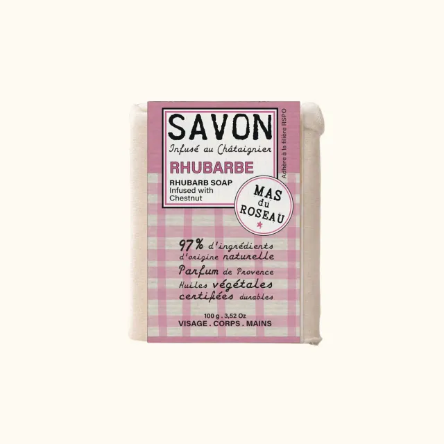 Mas du Roseau Philosophie Rhubarbe savon solide mini format fruité