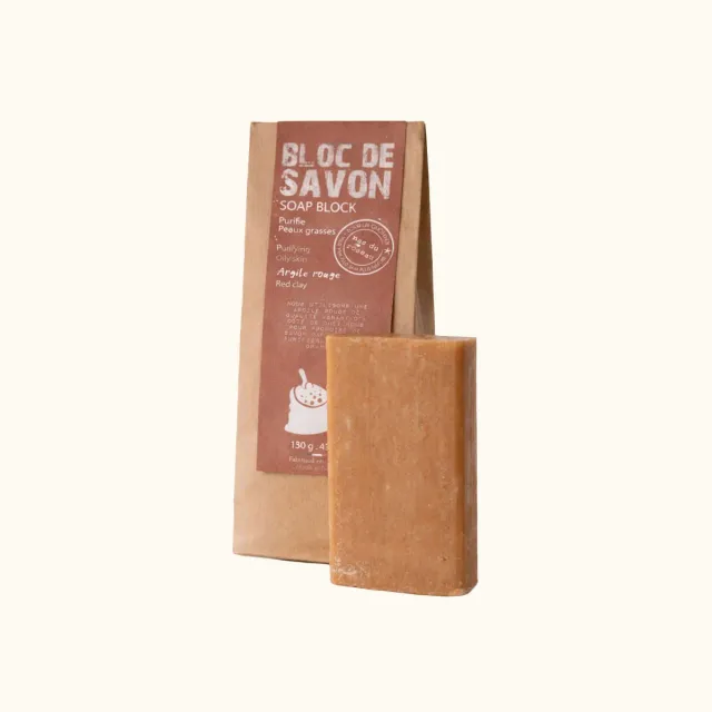 Mas du Roseau Collecte Argile rouge bloc de savon sans parfum