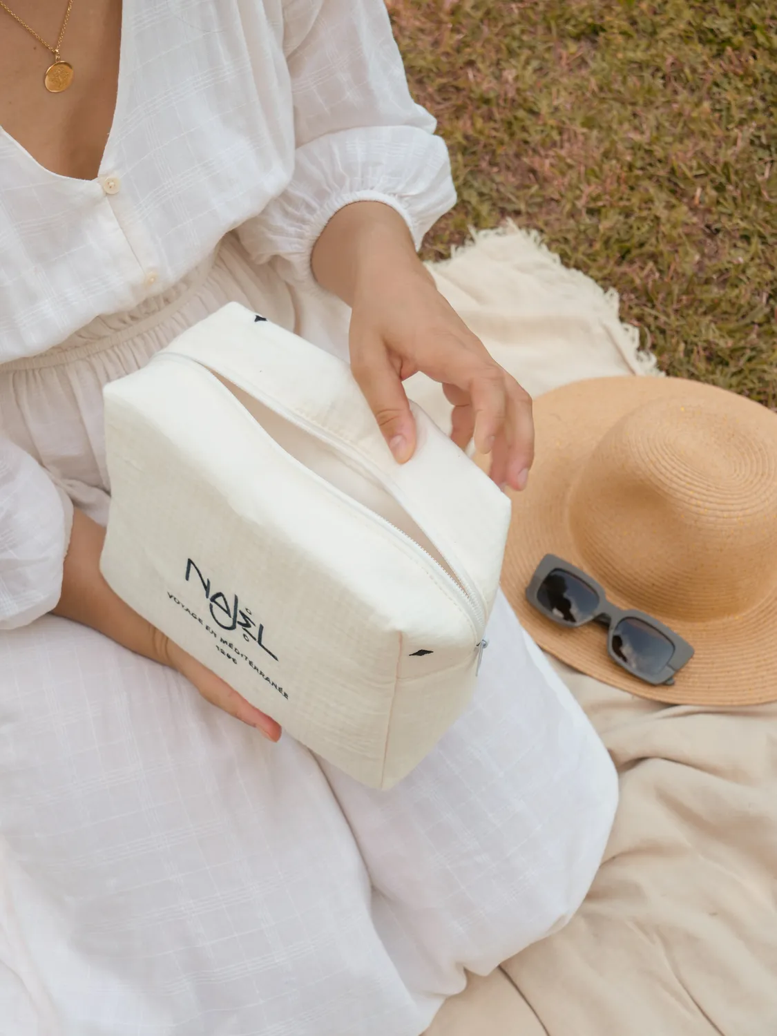 Najel trousse de toilette coton voyage maquillage