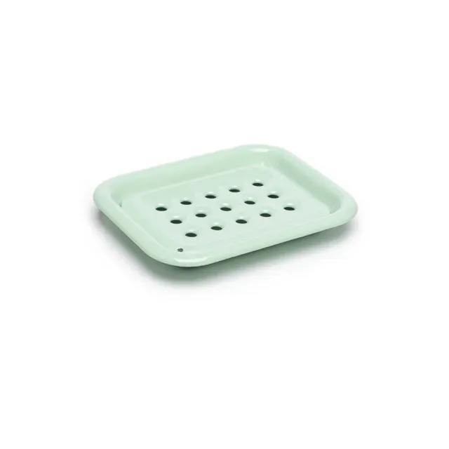 Savonnerie Buissonnière porte-savon émail vert pastel 13cm