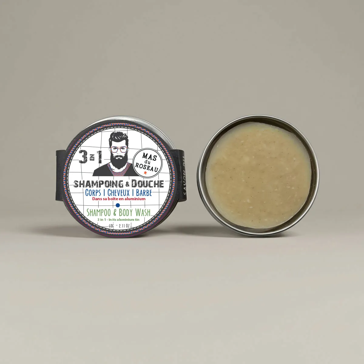 Mas du Roseau Just Men Savon du Voyageur 3 en 1 solide spiruline