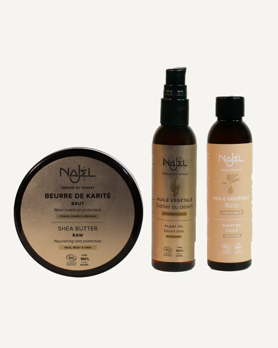 Laboratoire Najjar Kit baume cheveux rituel karité ricin