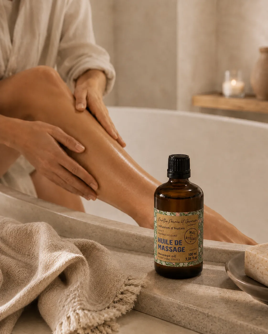 Mas du Roseau Infusions Rafraichissante huile de massage menthe