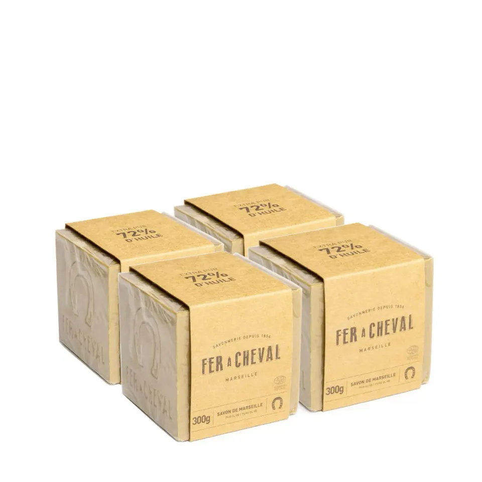 Fer à Cheval Authentique Pur Olive savon de Marseille 4x300g peaux sensibles