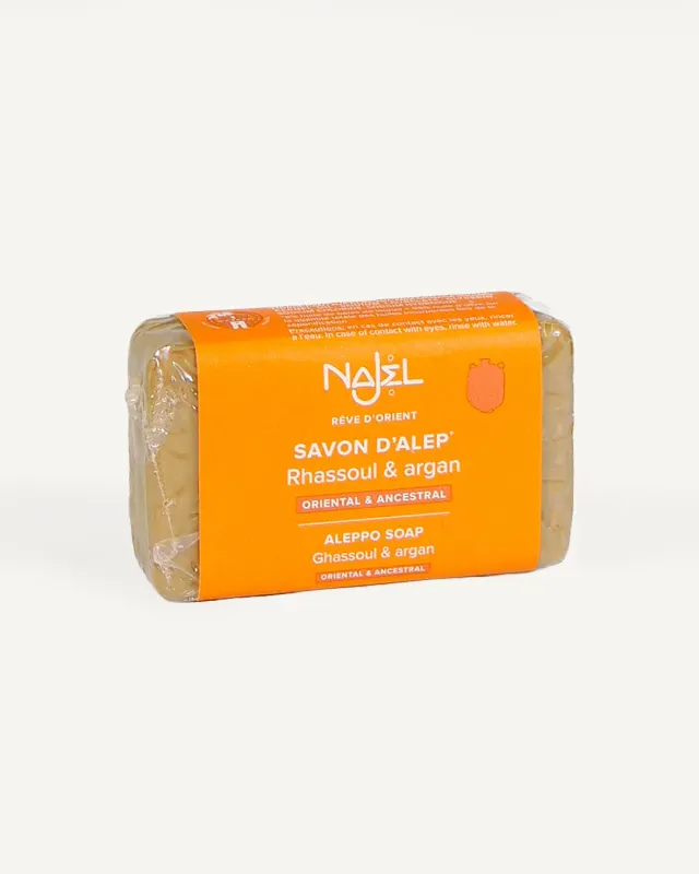 Najjar savon d’Alep rhassoul argan 100g peaux sèches
