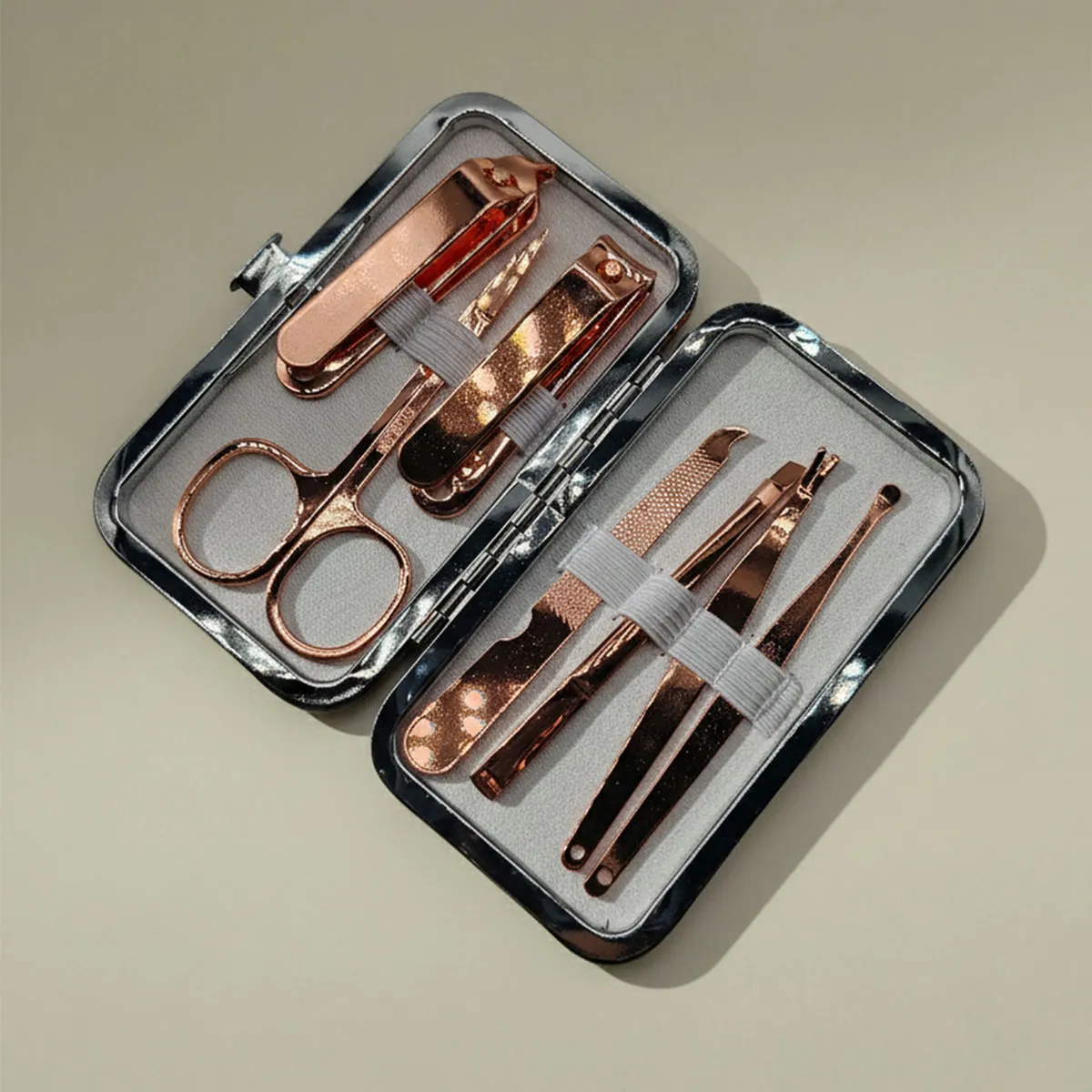Mas du Roseau Coffret Manucure kit 7 outils inox trousse
