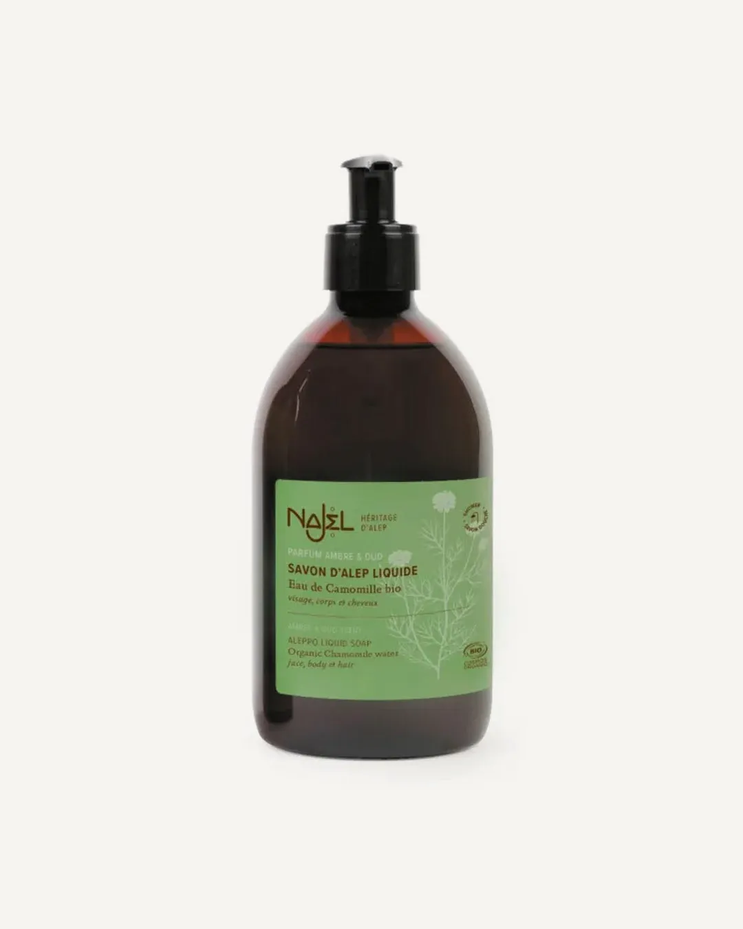 Najel Savon d'Alep liquide Ambre et Oud échantillon 50ml bio