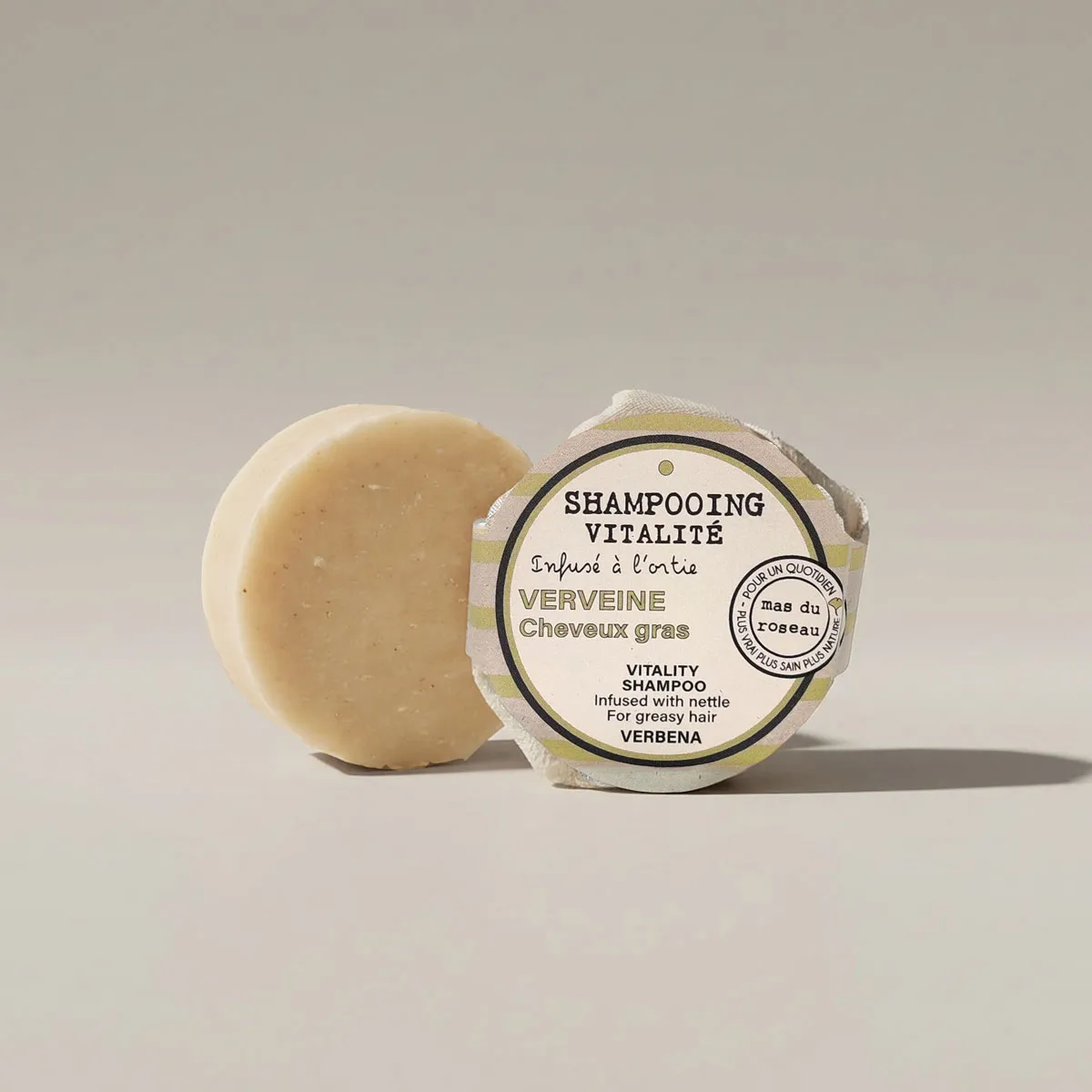 Mas du Roseau Philosophie Vitalité shampoing solide verveine