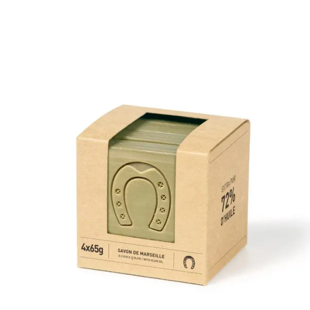 Savonnerie Fer à Cheval Pur Olive cube tranché 4x65g savon Marseille olive