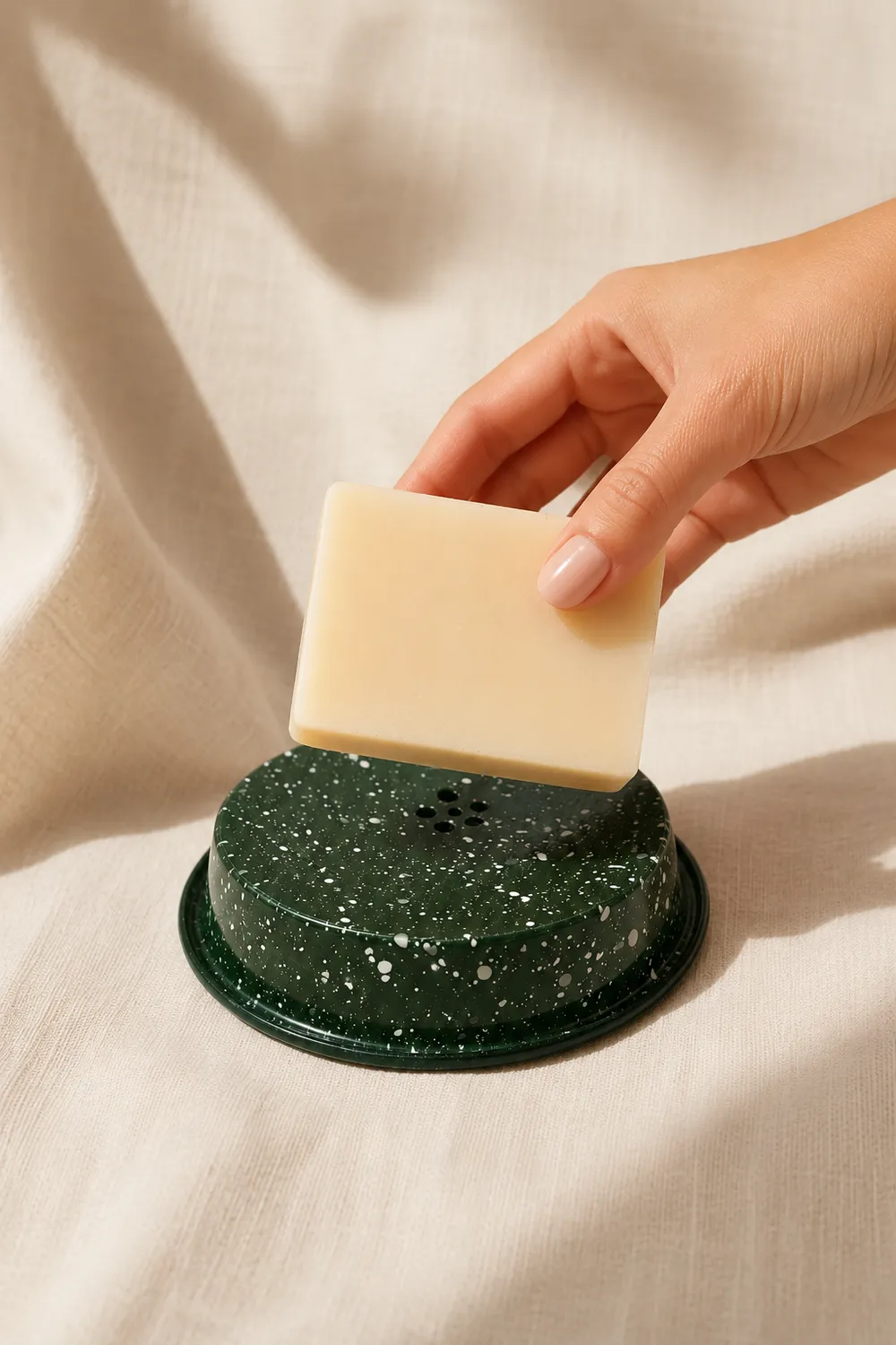 Mas du Roseau porte-savon tôle émaillée verte