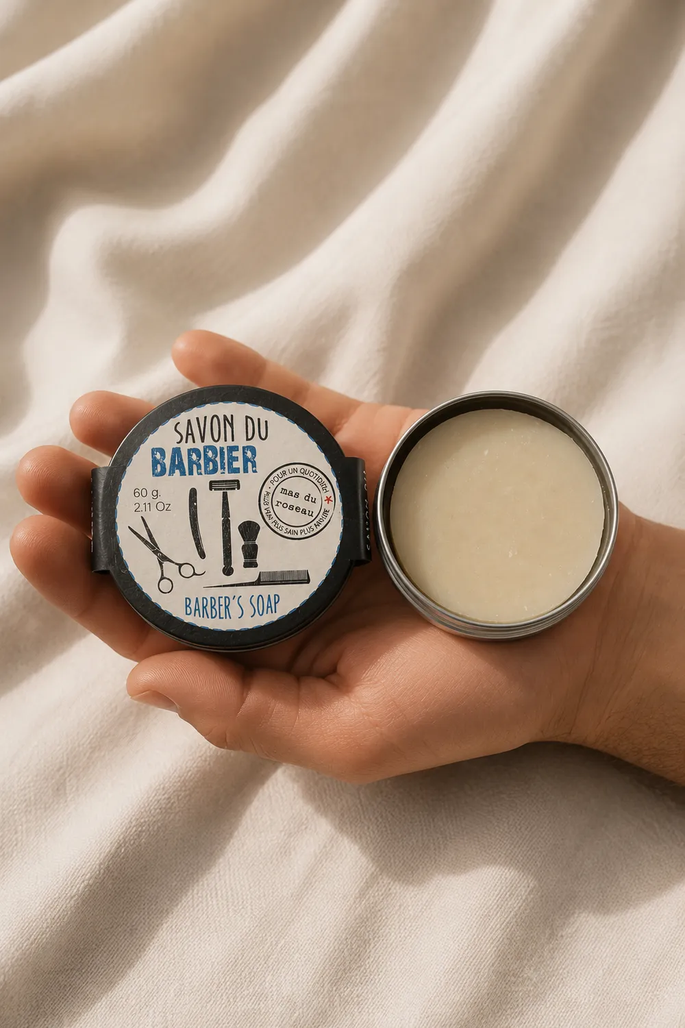 Mas du Roseau Barbier savon barbe lait de chèvre menthe