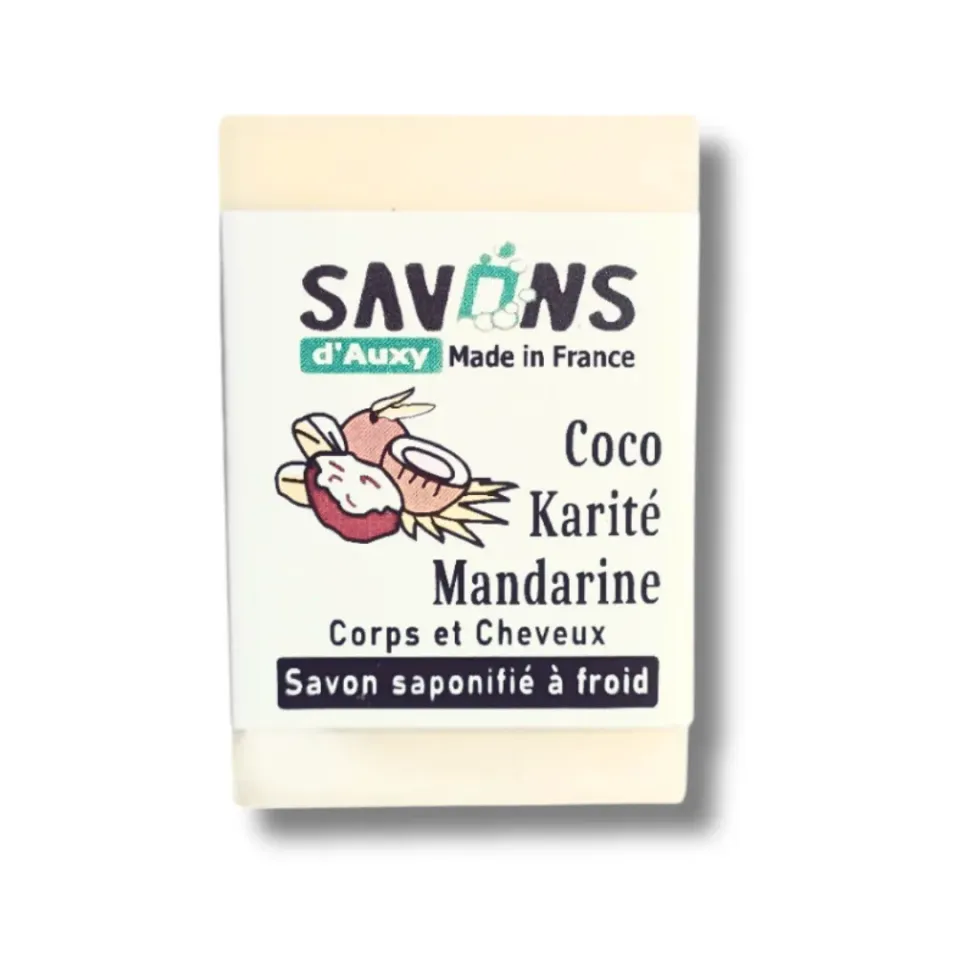Savons d'Auxy Coco Karité Mandarine savon shampoing 100g nourrissant