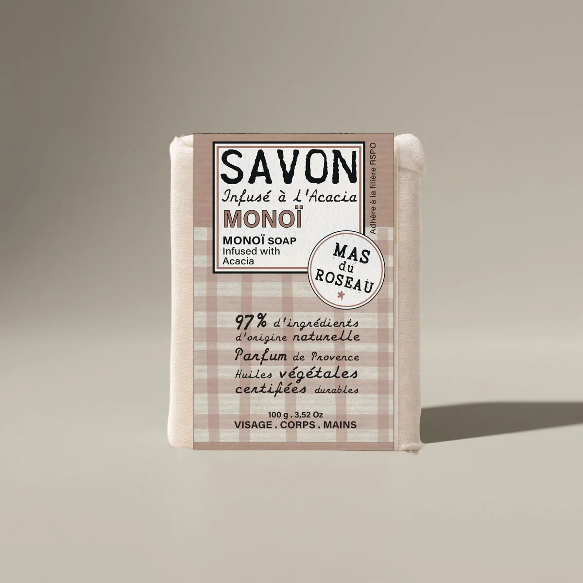 Mas du Roseau Philosophie Savon Solide Monoï savonnette voyage