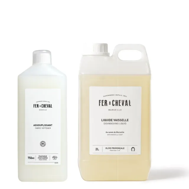 Savonnerie Fer à Cheval Lessive et Assouplissant coffret 2 soins Marseille