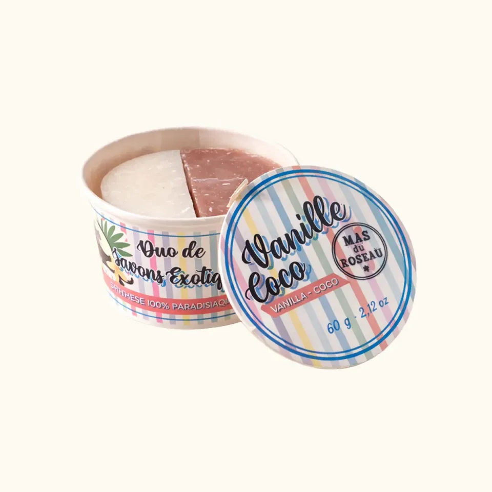 Mas du Roseau Pépites Savon glace Vanille et Coco pot 2 savons
