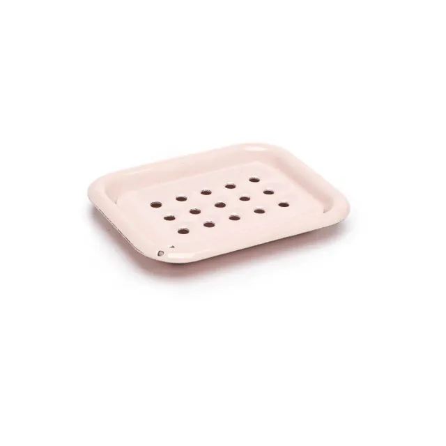 Savonnerie Buissonnière porte-savon émail rose pastel 13cm