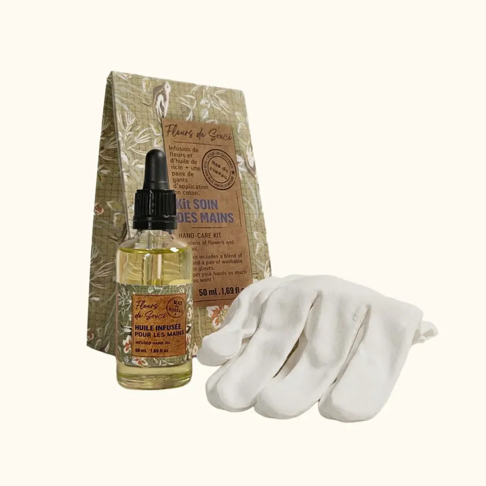 Mas du Roseau Infusions Fleurs de souci kit huile mains gants