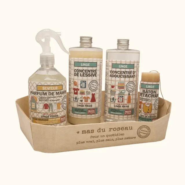 Mas du Roseau Éco & Bô Lessive & Co coffret linge 4 soins