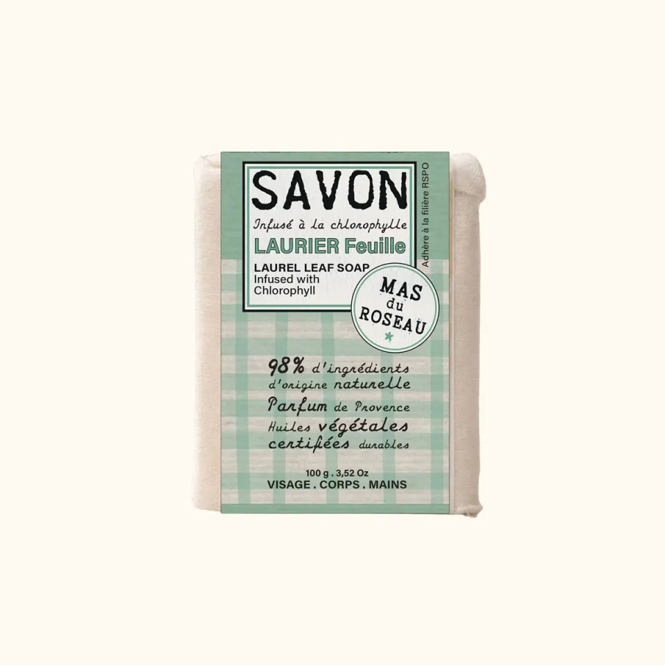 Mas du Roseau Philosophie savon solide Laurier Feuille tonique