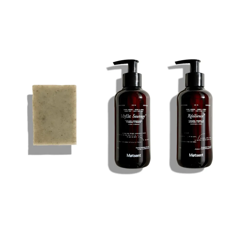 Motsent Trio lot 3 savons 1 solide + 2 liquides France