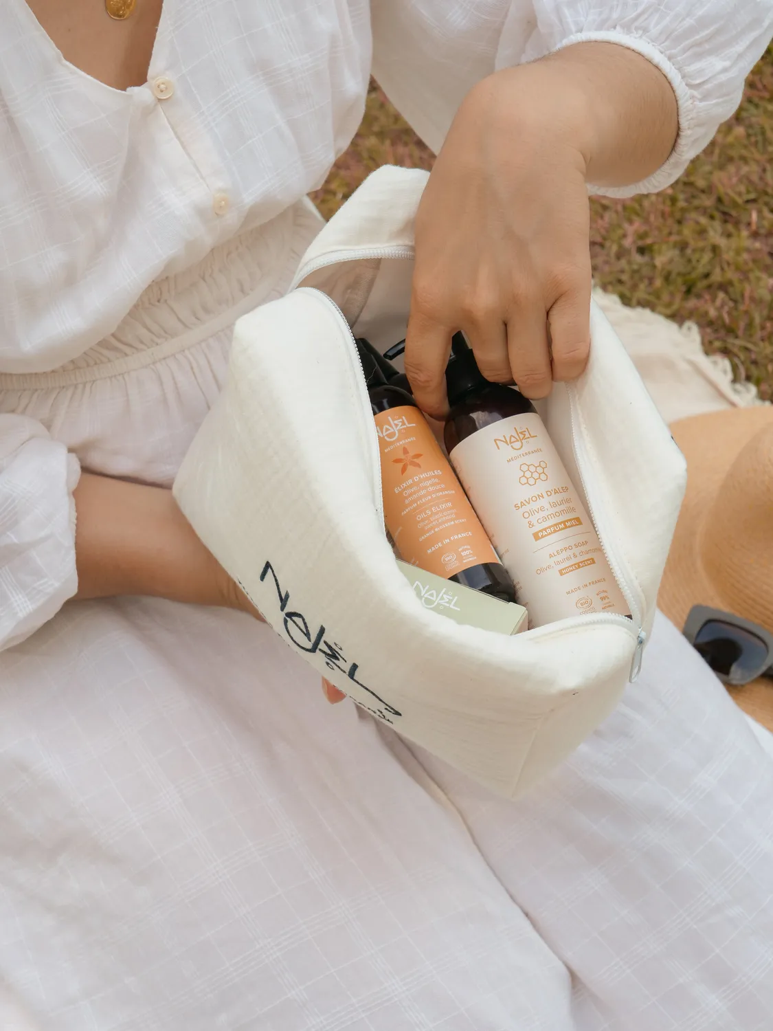 Najel trousse de toilette coton voyage maquillage