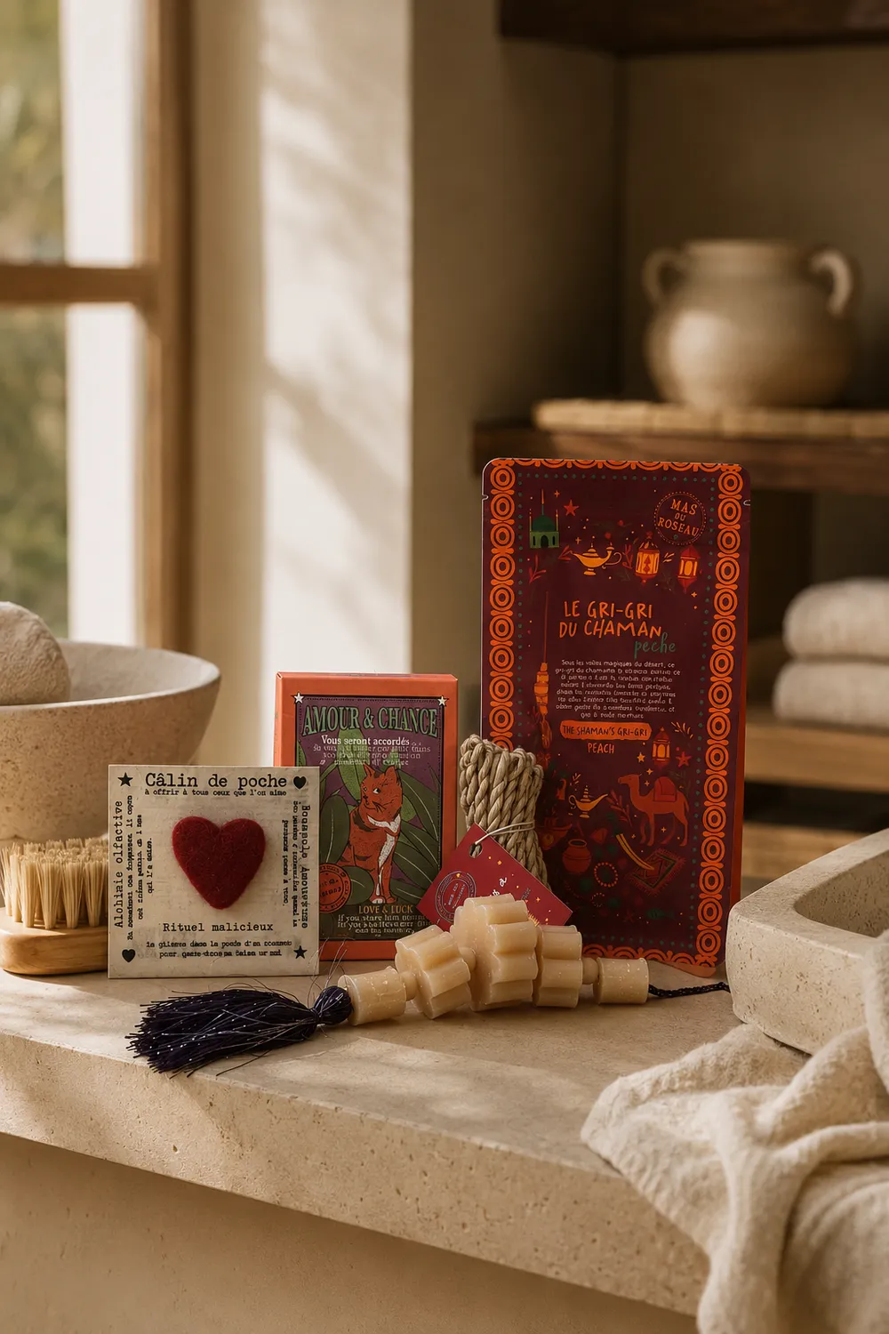 Mas du Roseau Pachamama Coffret Gri-Gri du Chaman pêche de vigne