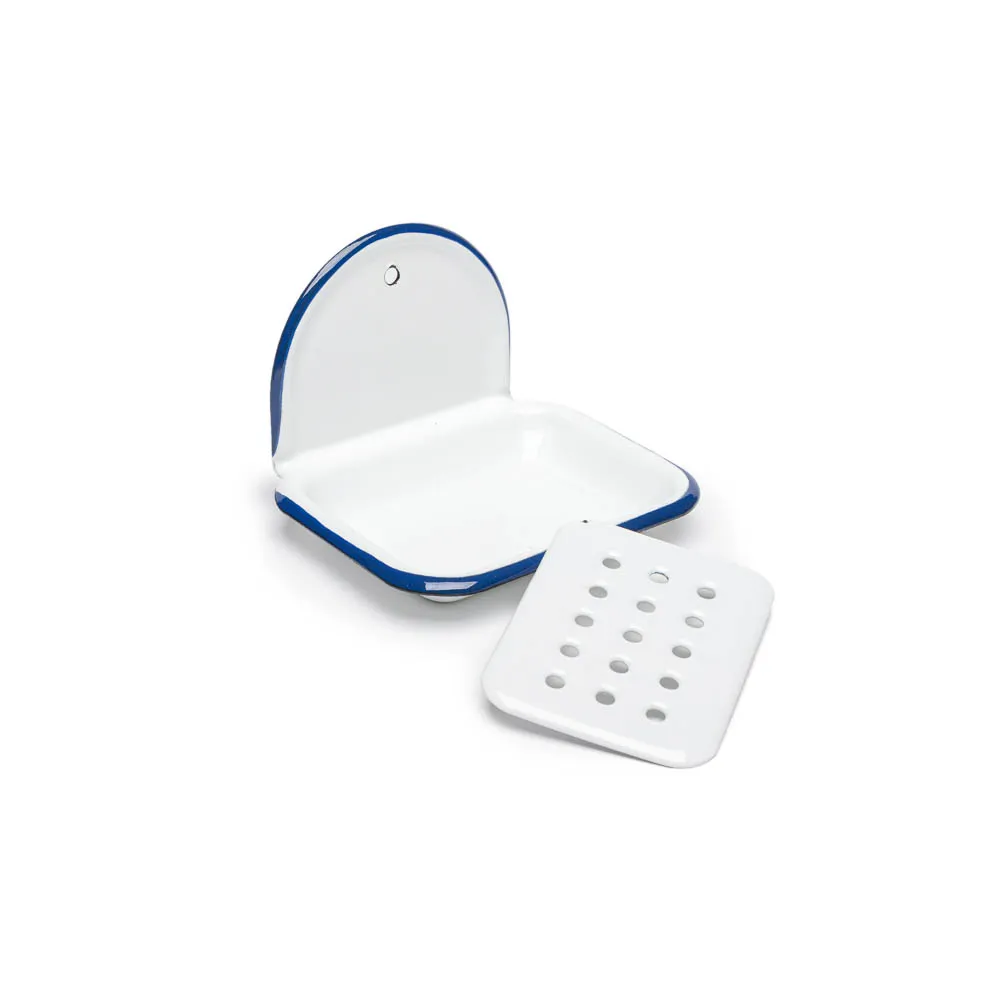 Savonnerie Buissonnière porte-savon moyen émail bleu 13cm