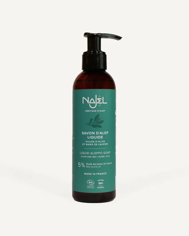 Najel Savon d'Alep Liquide 5% Laurier savon liquide 200ml peaux normales
