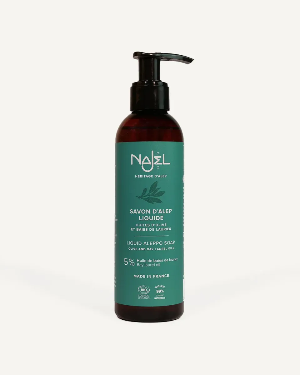 Najel Savon d'Alep Liquide 5% Laurier savon liquide 200ml peaux normales