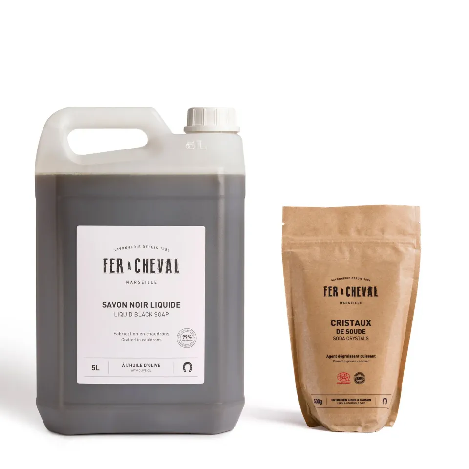 Savonnerie Fer à Cheval Kit DIY Dégraissant Intense savon noir 5L + 500g