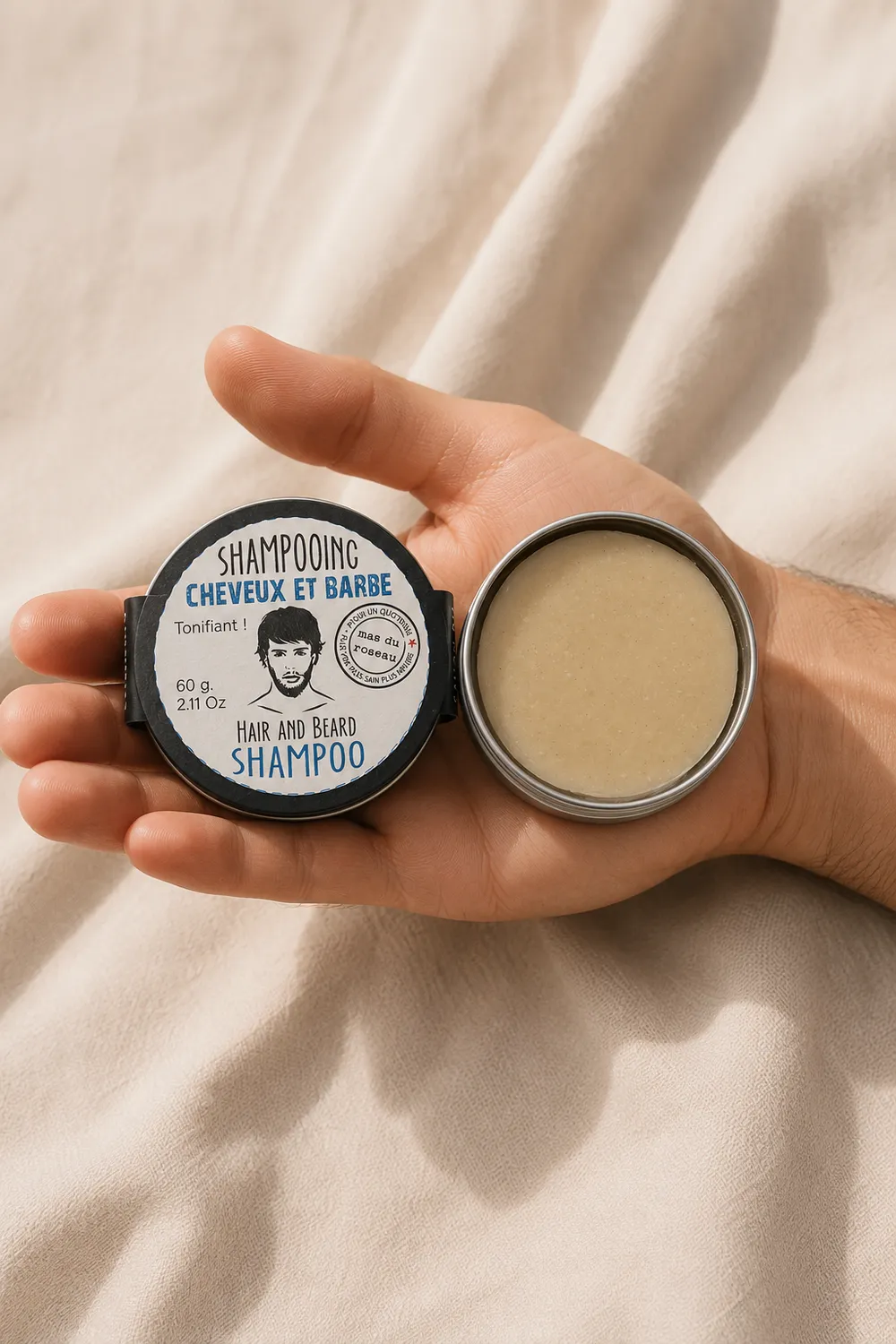 Mas du Roseau Just Men cheveux barbe shampoing solide ortie