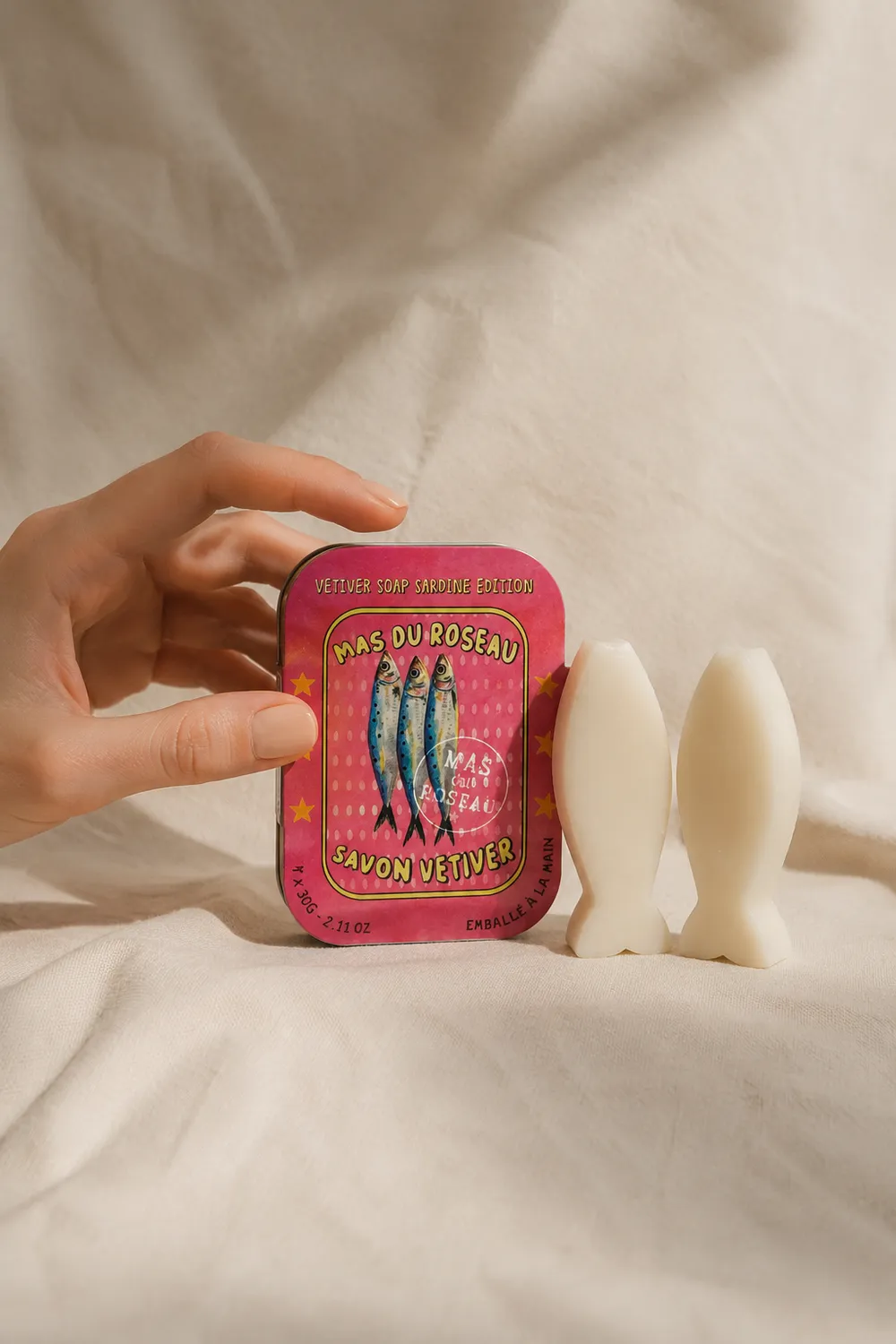 Mas du Roseau Pépites Sardine Vétiver savon solide boîte 2 pièces
