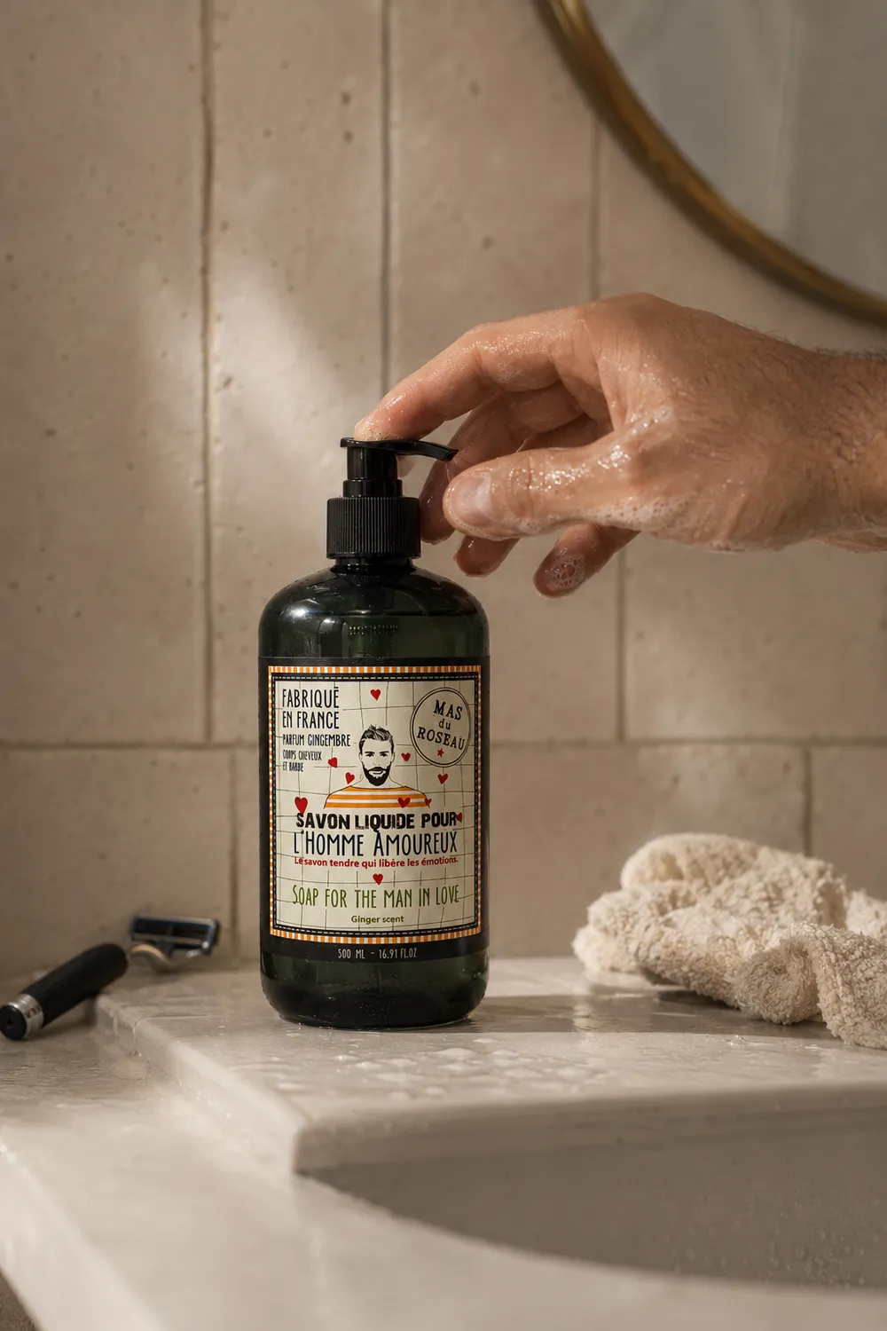Mas du Roseau Just Men Savon liquide Homme Amoureux gingembre