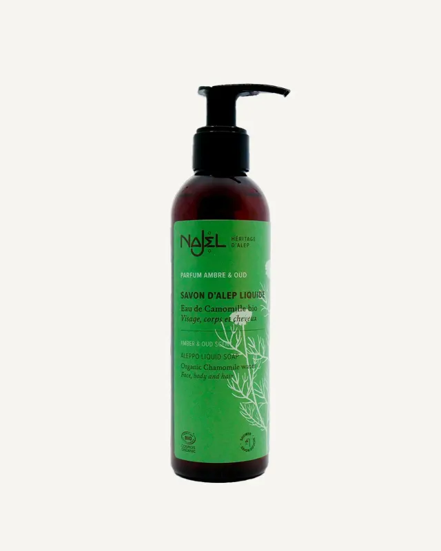 Najel Savon d'Alep liquide Ambre et Oud échantillon 50ml bio
