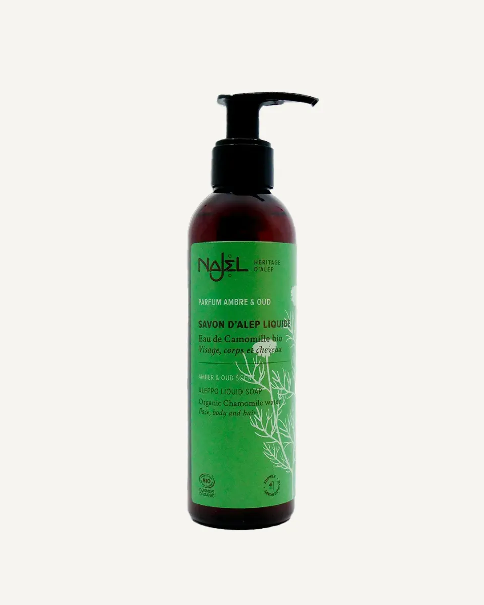 Najel Savon d'Alep liquide Ambre et Oud échantillon 50ml bio