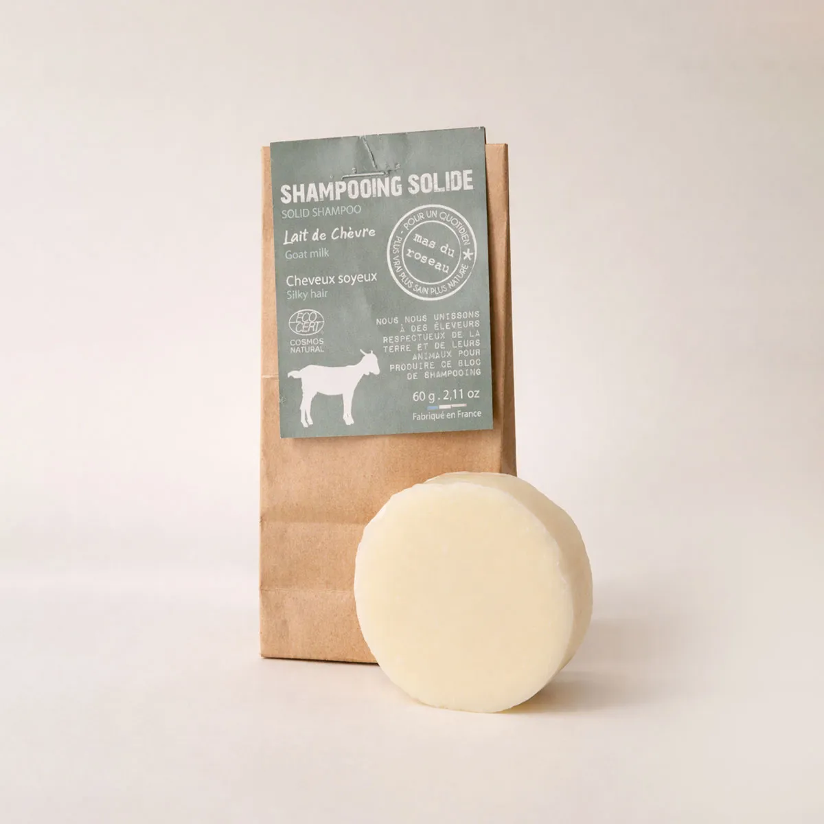 Mas du Roseau Collecte Lait de chèvre shampoing solide menthe