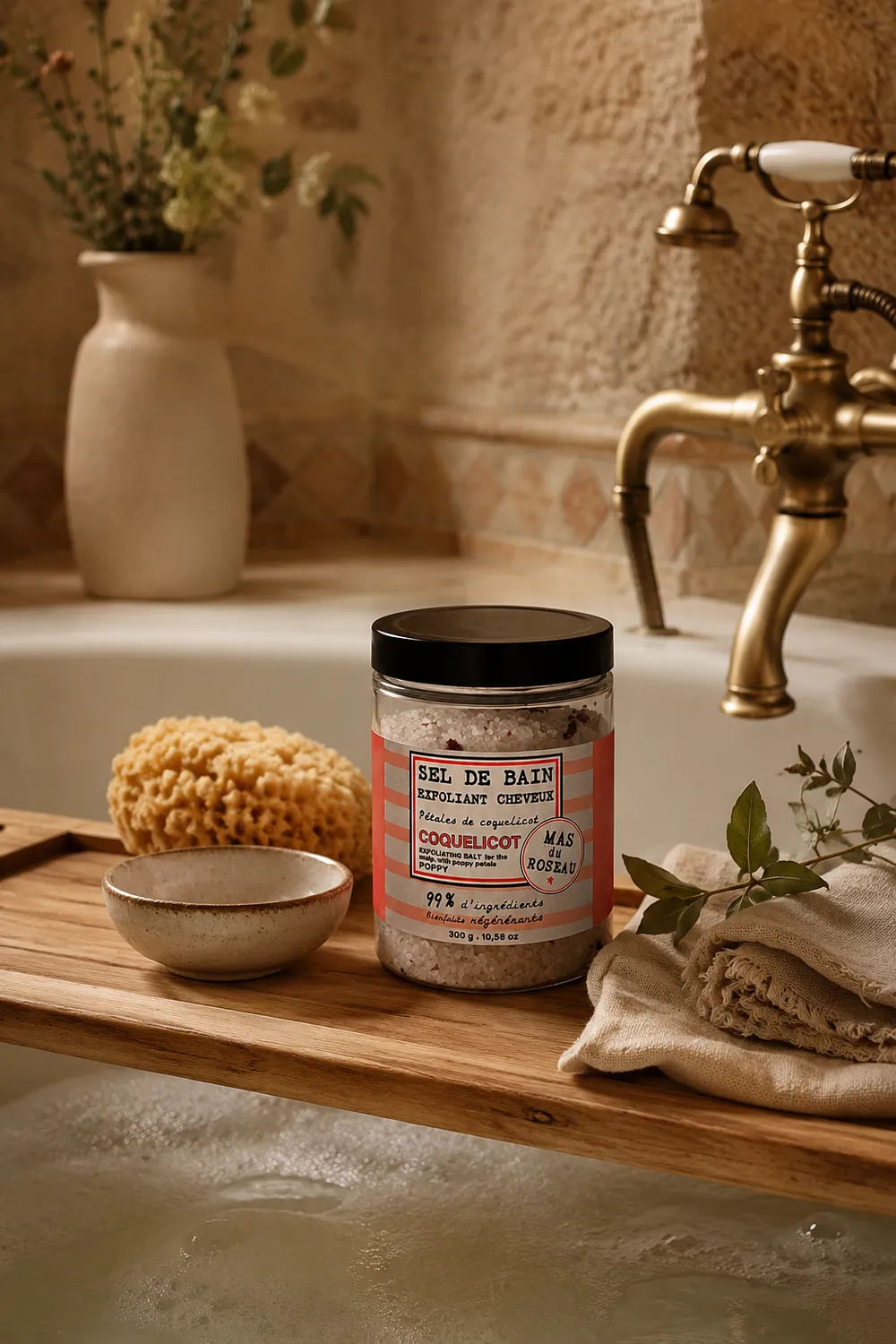 Mas du Roseau Philosophie sel exfoliant cuir chevelu Coquelicot