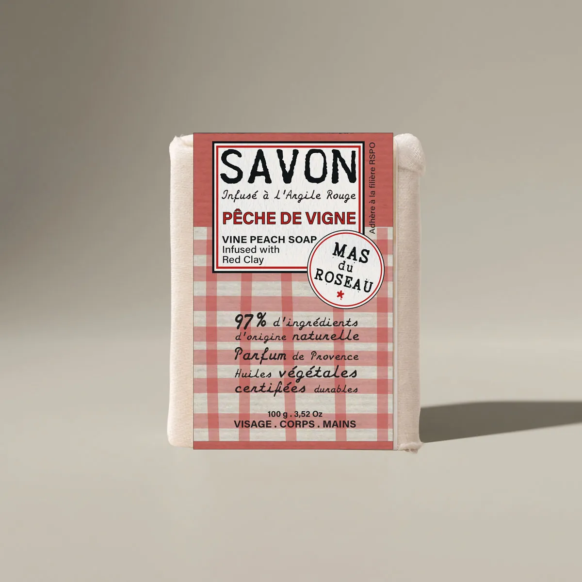 Mas du Roseau Philosophie Pêche de Vigne savon solide fruité