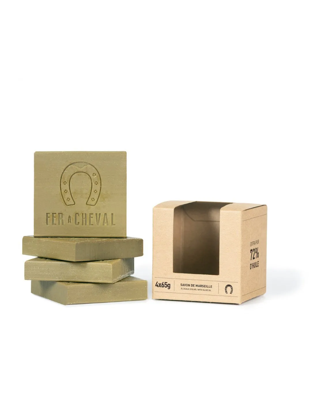 Savonnerie Fer à Cheval Pur Olive cube tranché 4x65g savon Marseille olive